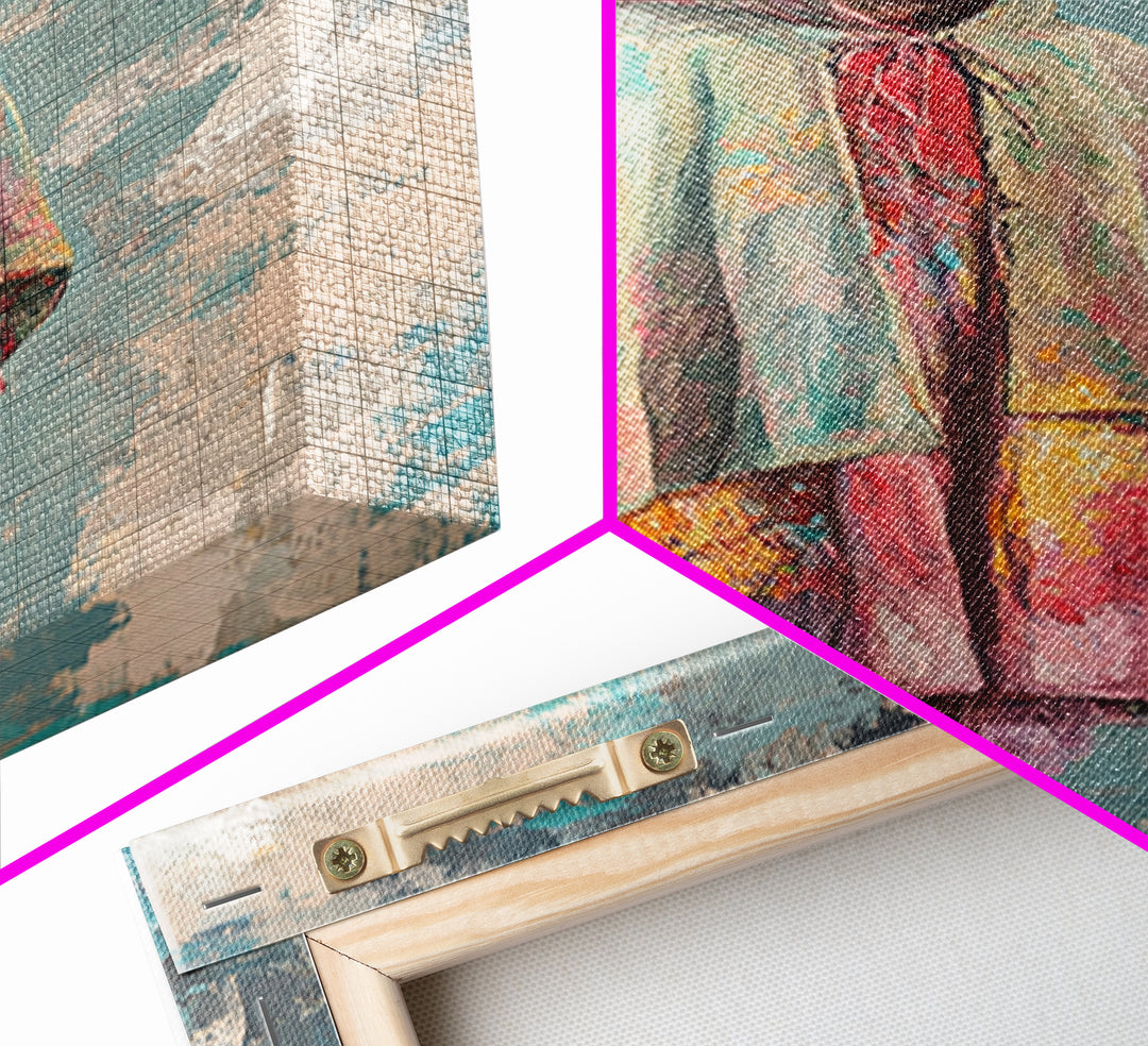 Hooded Pastel Figure In Flowing Robe, Wall Art, African Inspired Art, Cultural Wall Decor, Boho Neutral Home Decor Gift Idea