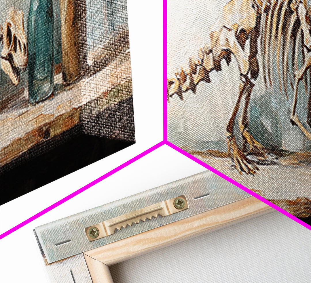 Dinosaur Skeleton Still Life Canvas Print, Quirky Science Wall Art, Oddities Decor, Curiosity Cabinet, Office Decor, Gift For Him
