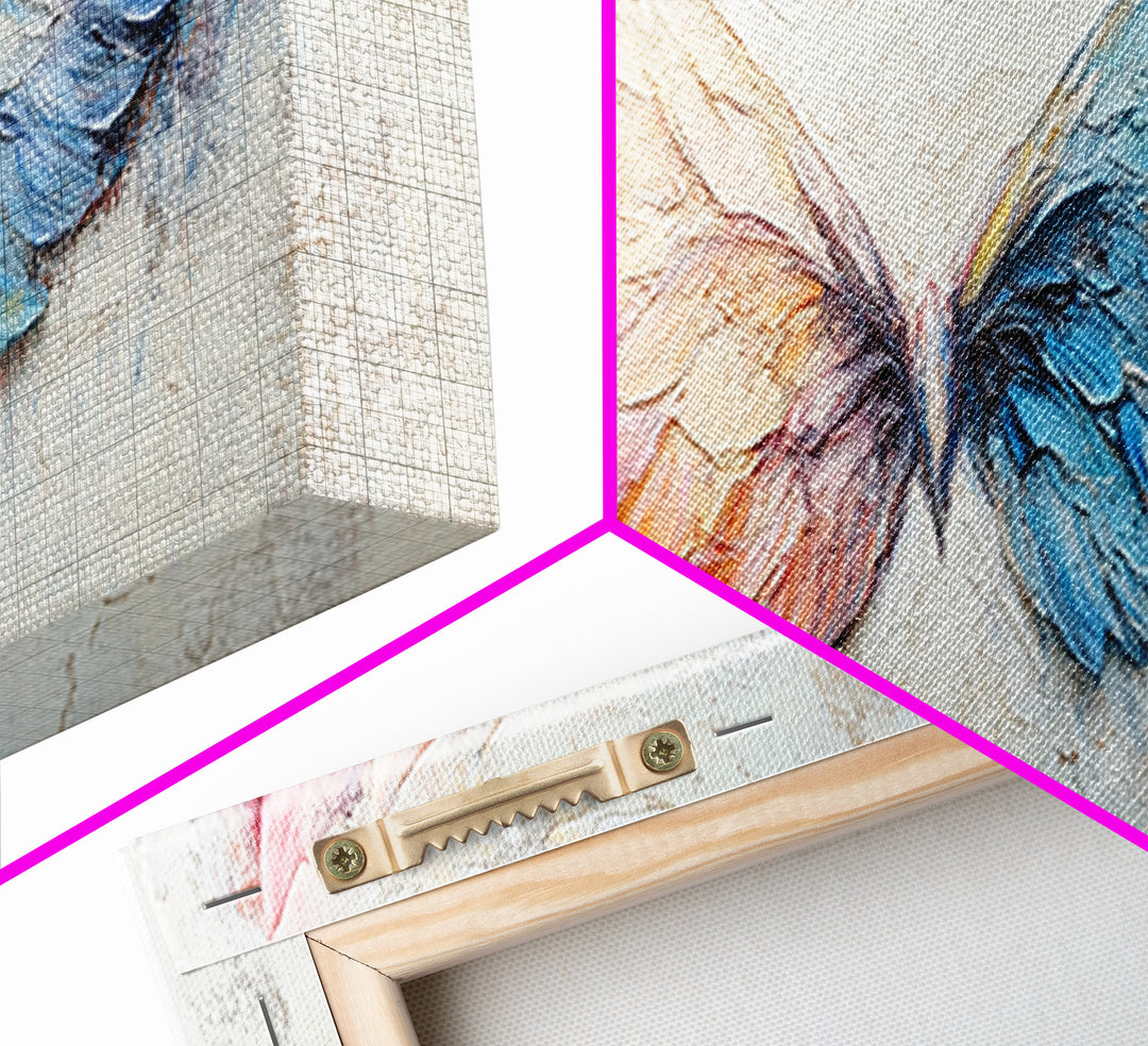Pastel Angel Wings Textured Wall Art, Celestial Feather Canvas Print For Bedroom, Nursery, Boho Home Decor, Living Room Decor Gift