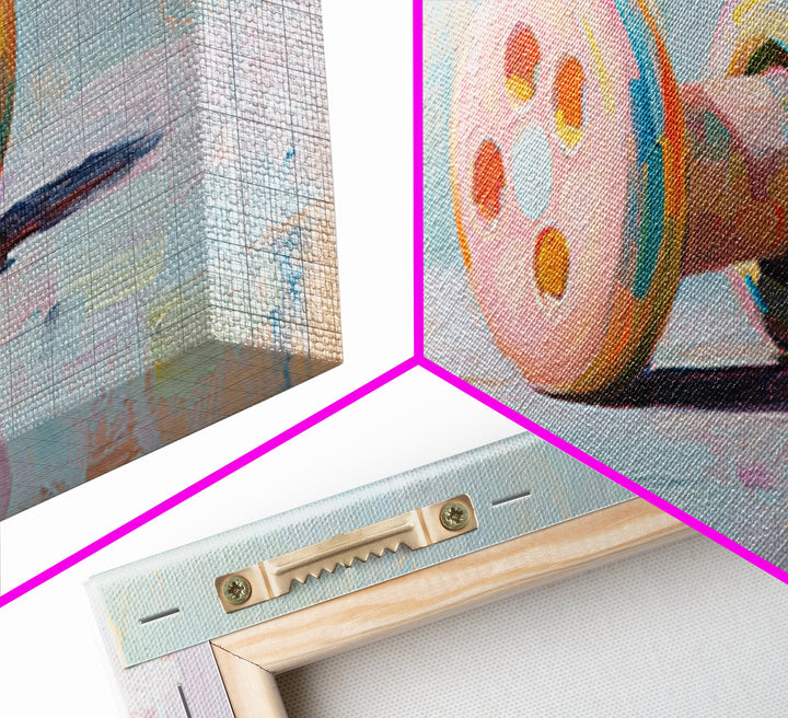 Pastel Dumbbell Still Life Canvas Print, Fitness Studio Decor, Home Gym Wall Art, Pilates Gift, Wellness Workout Room Decor