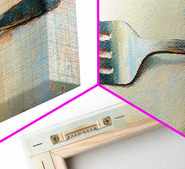 Rustic Silver Fork Still Life Wall Art, Minimalist Kitchen Canvas Print For Dining Room Decor Modern Home Decor And Foodie Gift