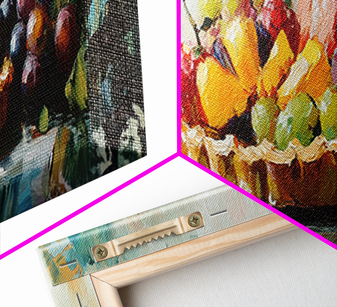 Colorful Fruit Tart Still Life Wall Art, Kitchen Canvas Print, Farmhouse Dining Room Decor, Foodie Gift, Vibrant Art Print