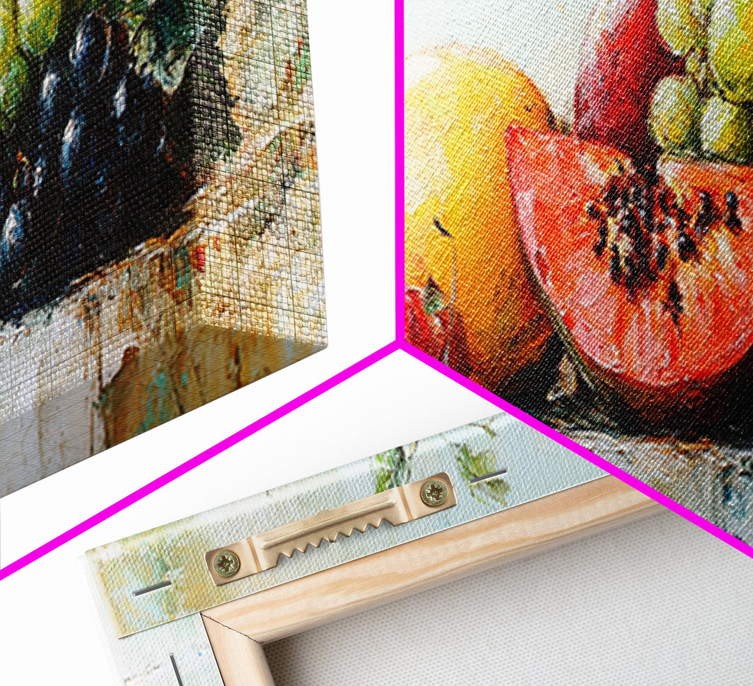Tropical Fruit And Butterfly Still Life Wall Art, Colorful Kitchen Canvas Print, Summer Farmhouse Decor, Food Lover Gift Art Print