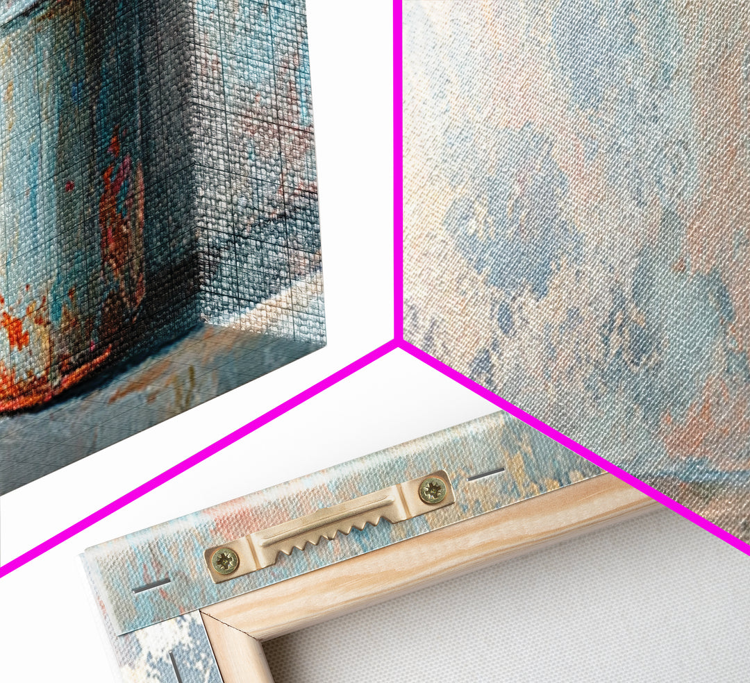 Weathered Blue Tin Can Still Life Wall Art, Rustic Farmhouse Canvas Print, Industrial Kitchen Decor, Textured Painting Print