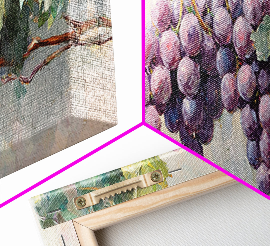 Sunlit Purple Grape Cluster Wall Art, Vineyard Art Print, Winery Decor, French Country Kitchen Decor, Gift For Wine Lover