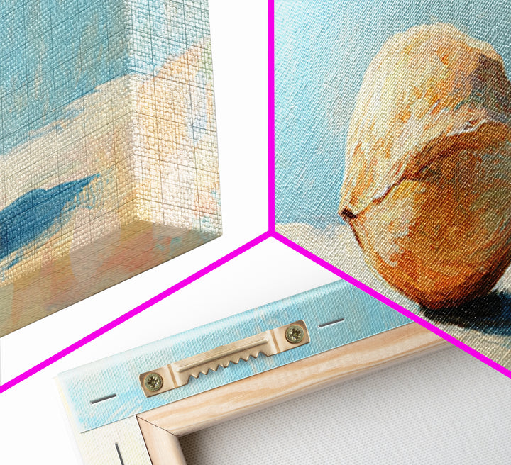 Sunlit Seashell Minimalist Wall Art, Coastal Beach House Decor, Neutral Canvas Print For Bathroom Or Bedroom Wall Decor Gift