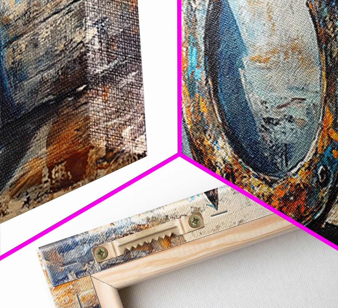 Rusty Horseshoe Western Still Life Wall Art, Farmhouse Rustic Decor, Cowboy Canvas Print For Entryway Or Man Cave Wall Decor Gift