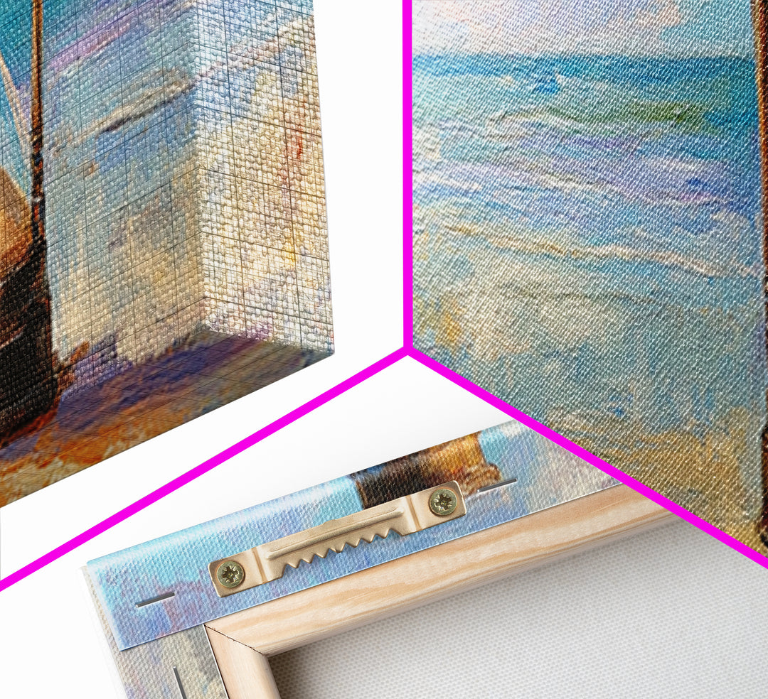 Beach Hourglass Seascape Wall Art, Coastal Canvas Print, Ocean Decor, Nautical Landscape Painting, Serene Living Room Art