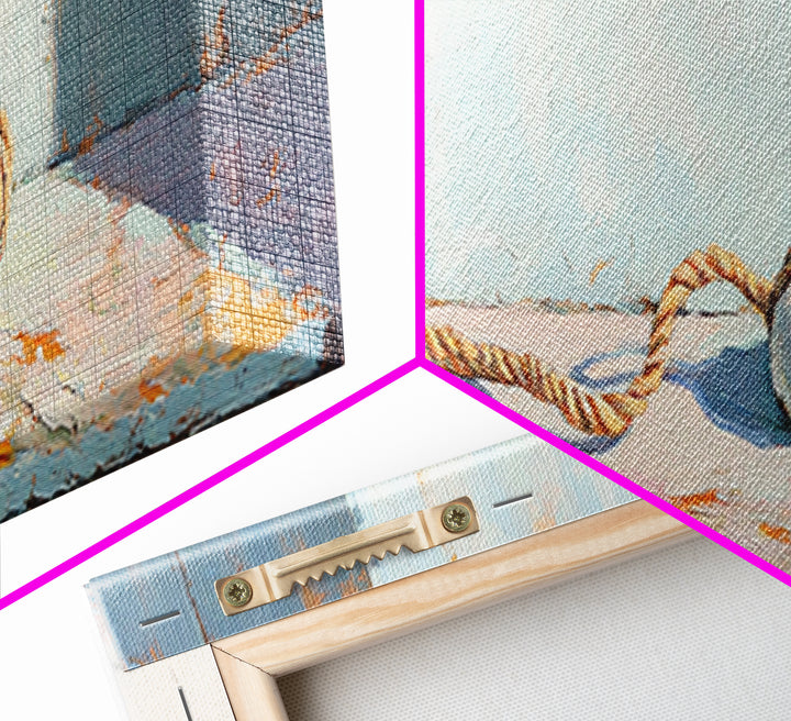 Weathered Rope And Wood Float Canvas Print, Nautical Coastal Wall Art, Beach House Decor, Rustic Bathroom Wall Decor, Ocean Wall Art