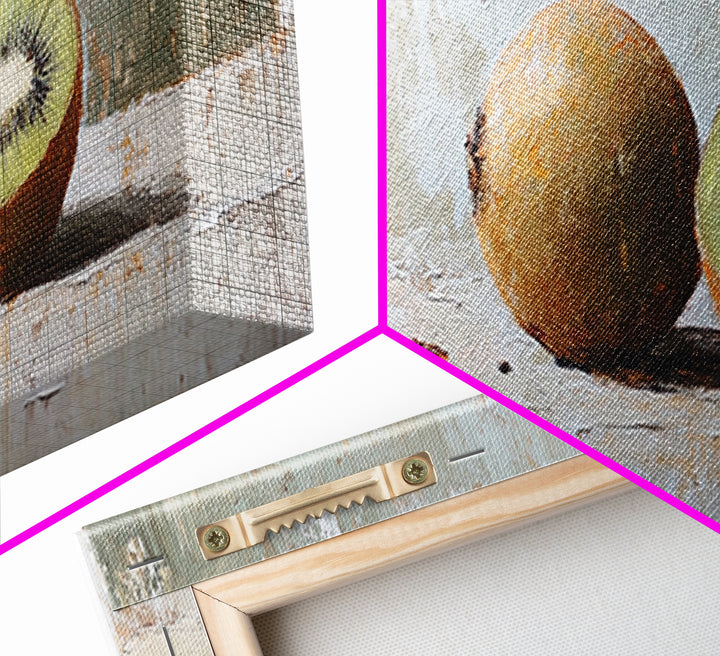 Whole And Sliced Kiwi Fruit Still Life Canvas Print, Kitchen Wall Art, Foodie Wall Decor, Farmhouse Dining Room Gift For Her