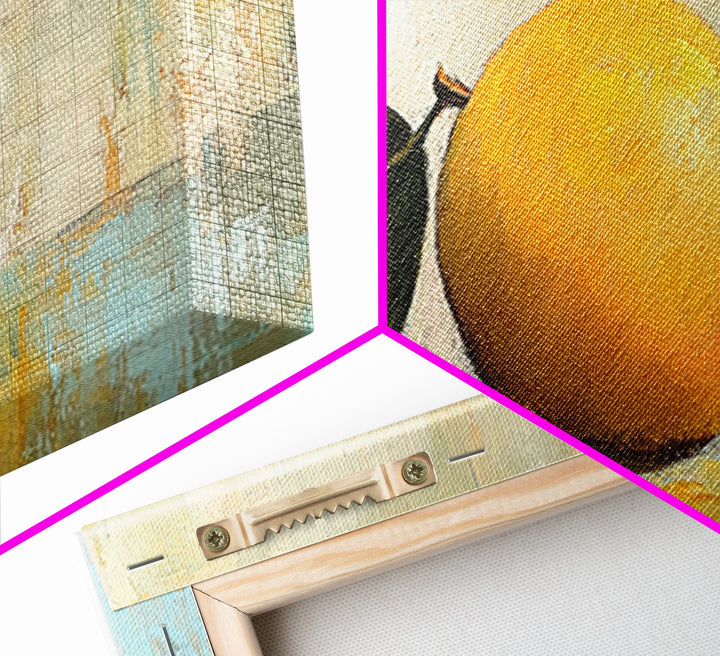 Single Yellow Lemon Still Life Canvas Print, Rustic Kitchen Wall Art, Fruit Art Print, Mediterranean Decor, Housewarming Gift