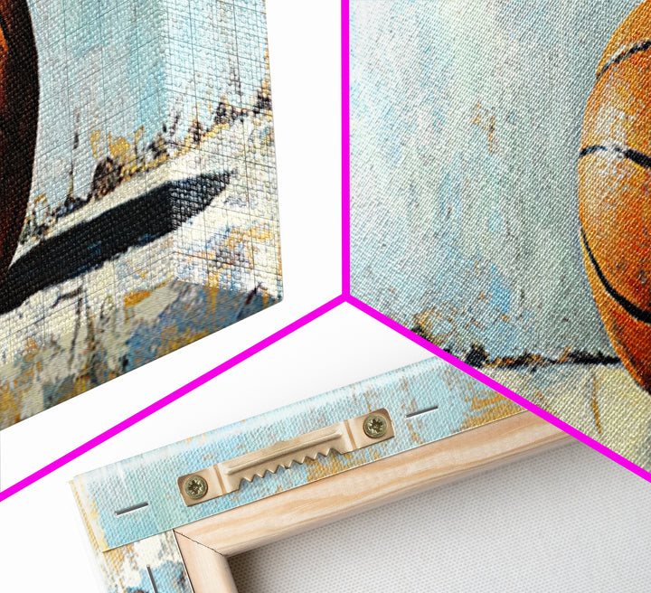 Basketball Canvas Print, Minimal Sports Wall Art, Boys Room Decor, Game Room Art, Gift For Him, Modern Man Cave Decor, Office Decor