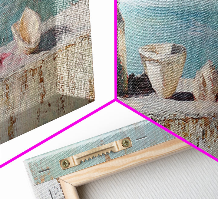 Coastal Seashell Still Life Wall Art, Beach House Canvas Print, Ocean Bathroom Decor, Nautical Kitchen Art, Gift For Her