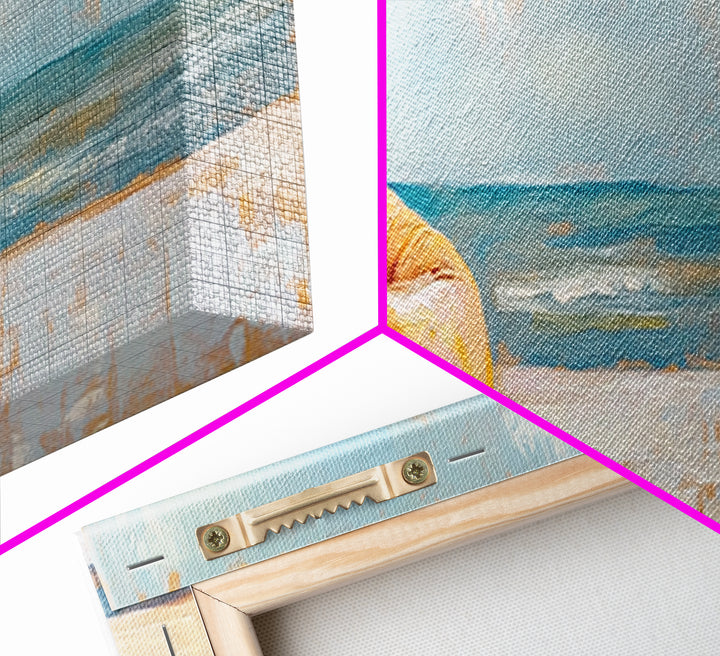Orange Beach Chair By Ocean Wall Art, Coastal Canvas Print, Beach House Decor, Summer Seascape, Relaxing Bedroom Decor Gift