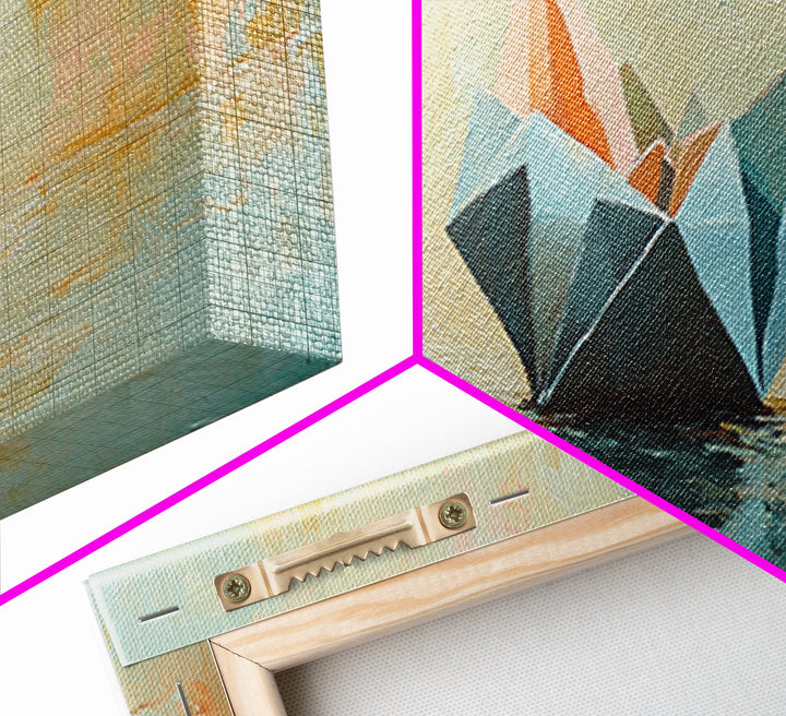 Origami Paper Boat On Calm Water Canvas Print, Coastal Wall Art, Nautical Home Decor, Beach House Living Room Decor, Above Sofa Art