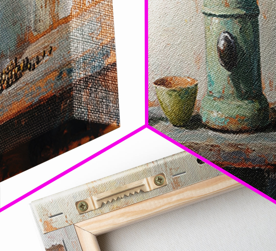 Rustic Coffee Grinder With Lemons Still Life Canvas Print, Kitchen Wall Art, Farmhouse Decor, Food Lover Housewarming Gift