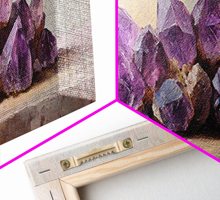 Purple Amethyst Crystal Cluster Canvas Print, Geode Wall Art, Spiritual Decor, Reiki Healing Gift, Modern Home Decor, Living Room Decor