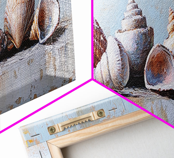 Coastal Seashell Collection Still Life Canvas Print, Beach Wall Art, Ocean Decor, Nautical Wall Decor, Beach House Gift Idea