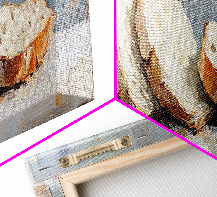 Sliced Rustic Bread Wall Art, Cozy Kitchen Print, Farmhouse Kitchen Decor, Foodie Gift, Still Life Oil Painting, Dining Room Decor