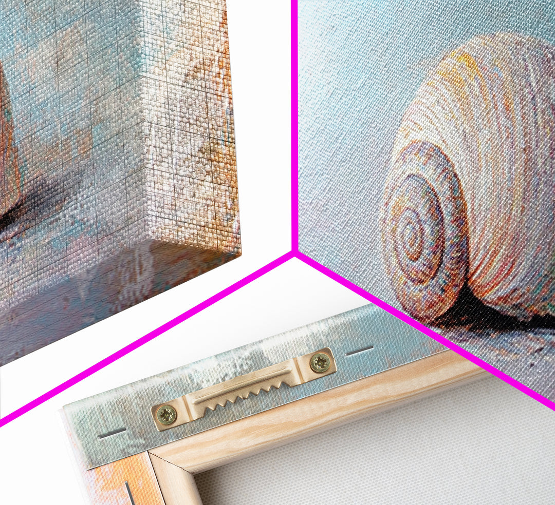 Pastel Seashell On Soft Blue Sand Canvas Print, Coastal Wall Art, Beach House Decor, Ocean Nursery Art, Seaside Gift For Her