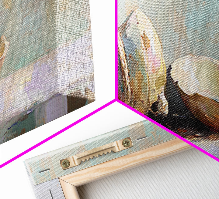 Neutral Seashell Still Life Canvas Print, Coastal Wall Art, Beach House Decor, Ocean Shell Bathroom Wall Decor Housewarming Gift