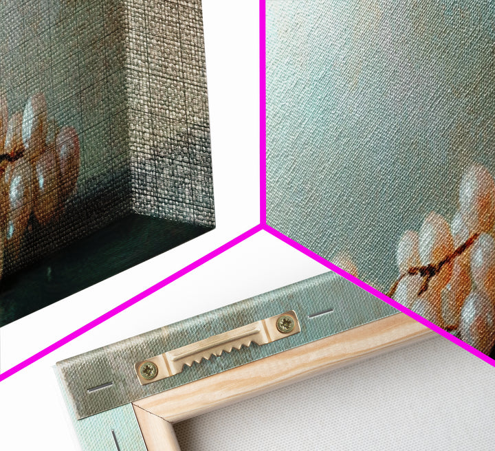 White Grape Still Life Framed Canvas Print, Elegant Kitchen Wall Art, Fruit Art, Dining Room Decor, Winery Wall Decor Gift