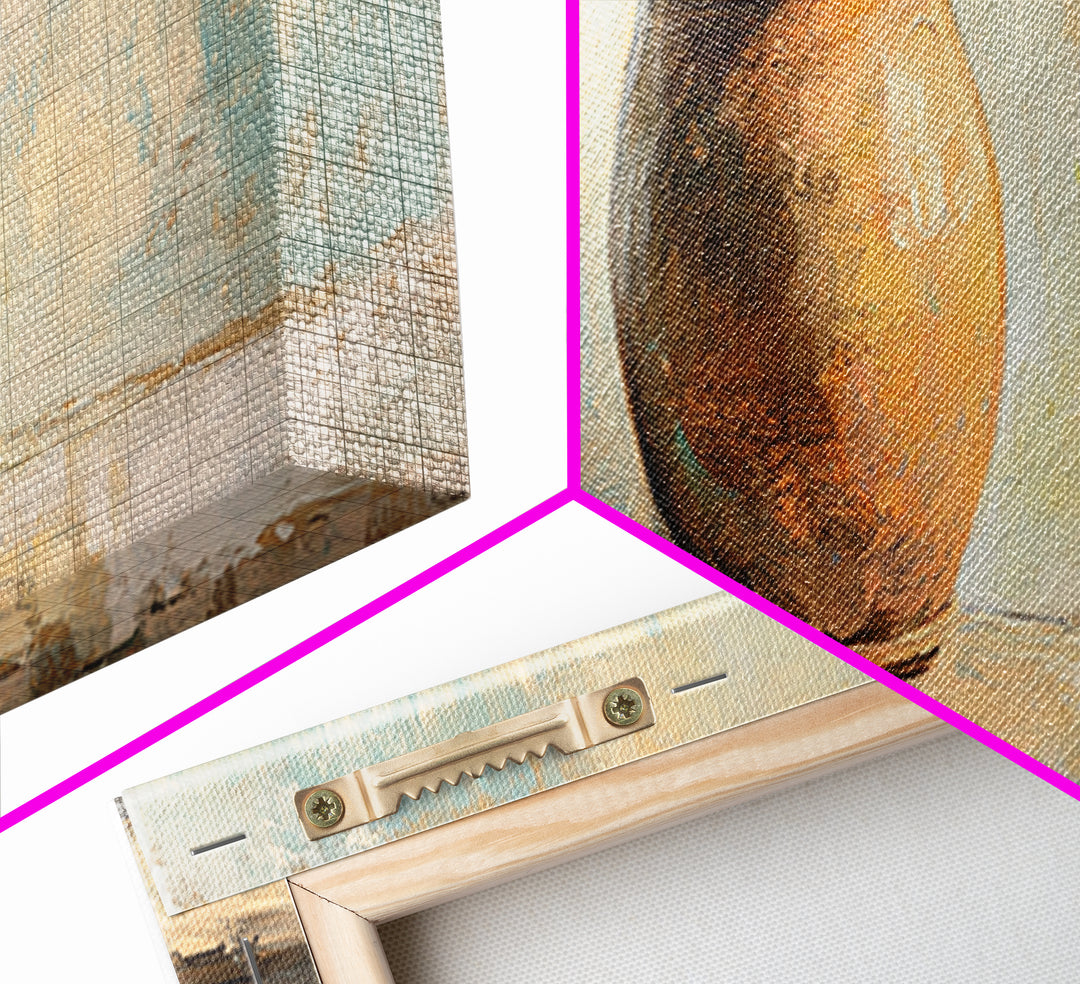 Terracotta Clay Pot Still Life Canvas Print, Wabi Sabi Wall Art, Rustic Home Decor, Neutral Kitchen Art, Earth Tone Decor
