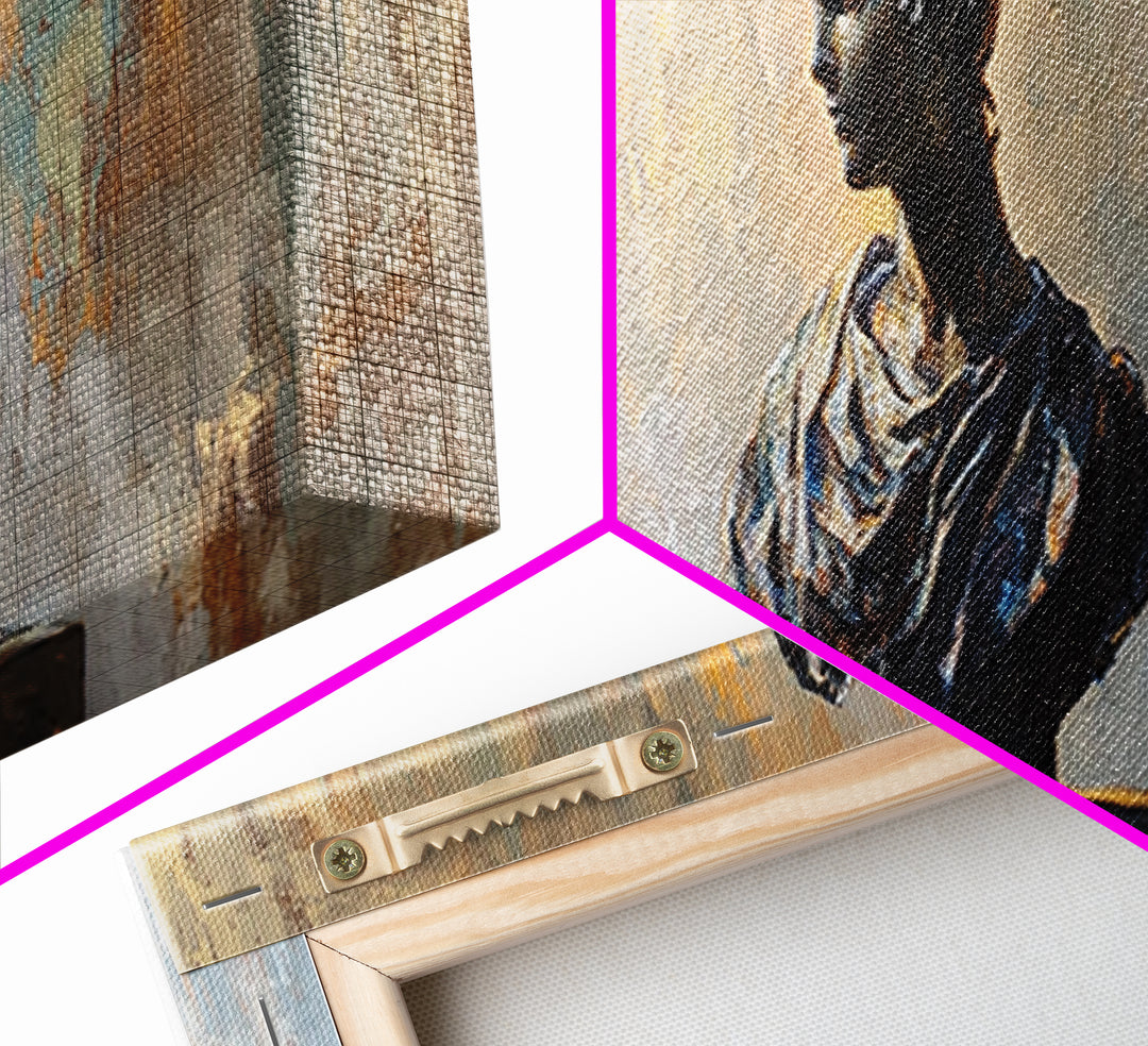 Classical Woman Bust Sculpture Framed Canvas Print, Dark Academia Wall Art, Museum Style Decor, Office Art, Timeless Gift
