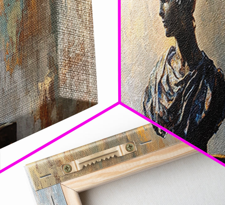 Classical Woman Bust Sculpture Framed Canvas Print, Dark Academia Wall Art, Museum Style Decor, Office Art, Timeless Gift