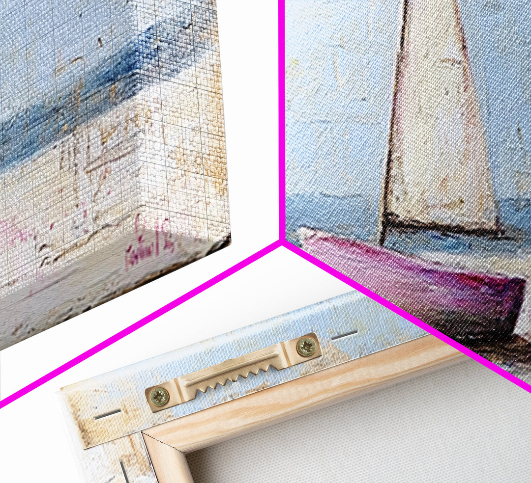 Small Sailboat On Calm Sea Canvas Print, Coastal Wall Art, Nautical Home Decor, Beach House Art, Serene Ocean Wall Decor