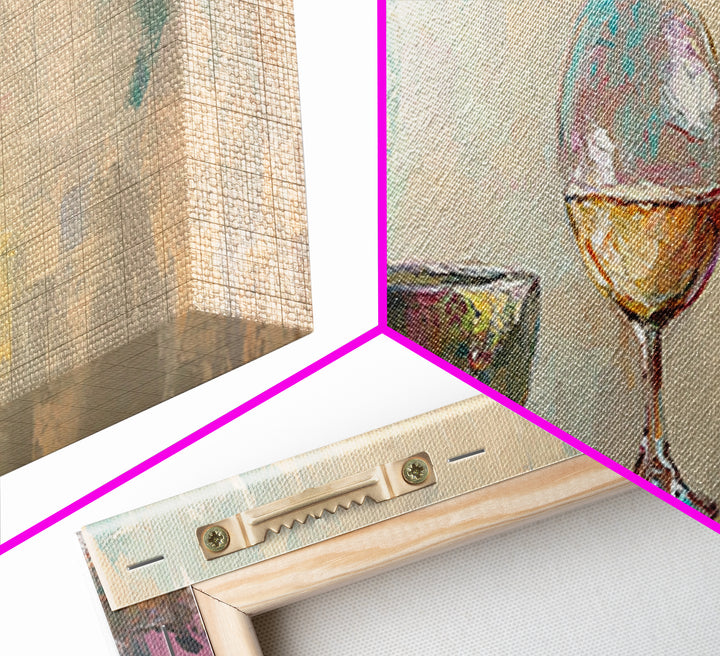 Bottle Bowl And Wine Glass Still Life Canvas Print, Modern Kitchen Wall Art, Dining Room Decor, Neutral Home Decor Gift For Her