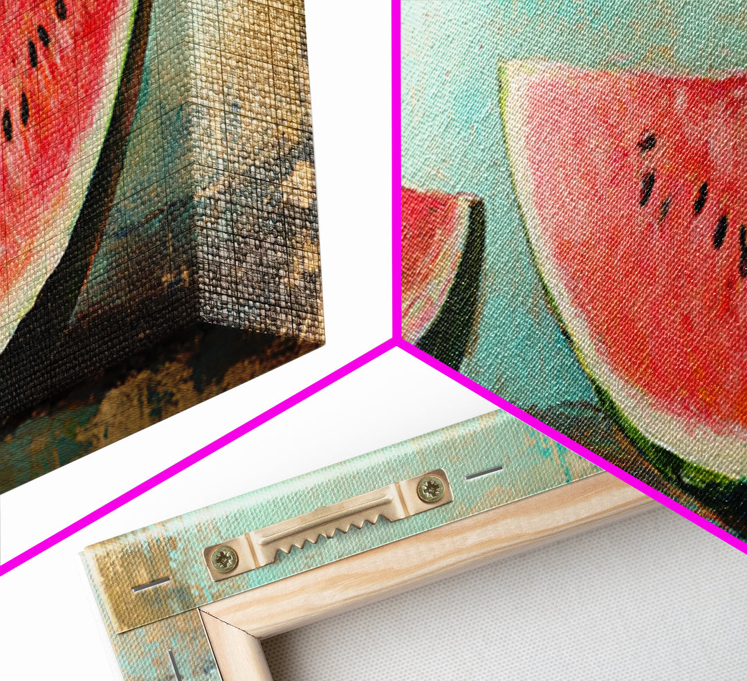 Fresh Watermelon Slices Wall Art, Bright Summer Kitchen Decor, Colorful Food Canvas Print, Farmhouse Dining Room Art, Gift