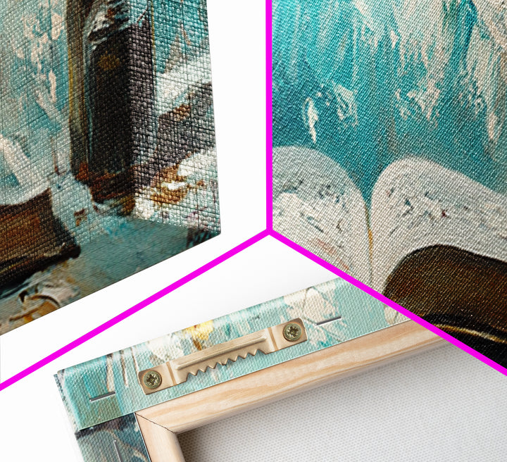 Open Book Still Life Wall Art, Cozy Reading Nook Decor, Library Art Print, Book Lover Gift, Teal Impasto Canvas For Living Room Home Decor