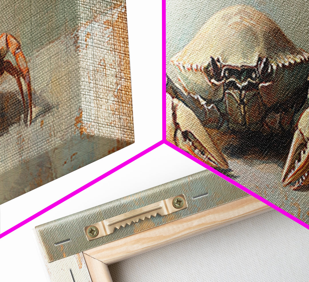 Coastal Crab Still Life Wall Art, Ocean Animal Canvas Print, Nautical Beach House Decor, Seafood Kitchen, Coastal Wall Decor