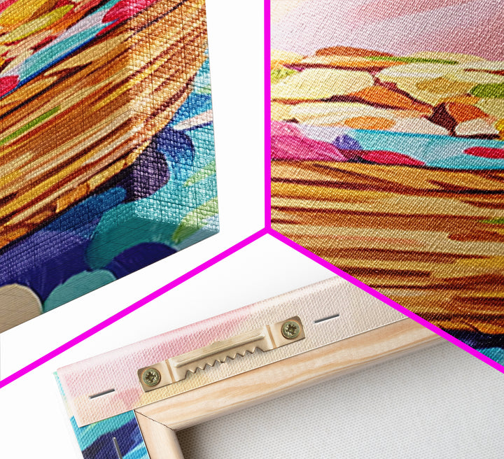 Woven Basket Of Colorful Sweets Canvas Print, Pastel Kitchen Wall Art, Bakery Decor, Cute Food Art Print, Housewarming Gift