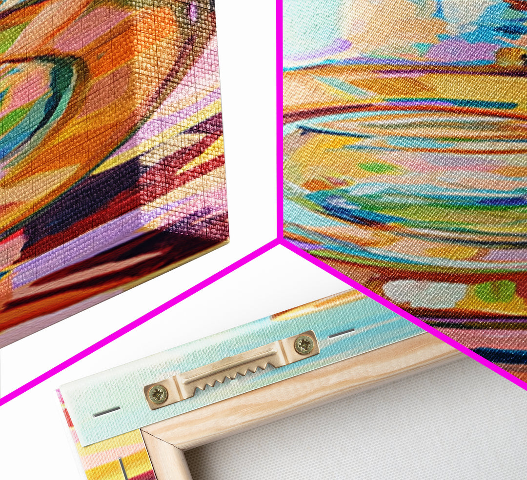 Colorful Glass Bottle Still Life Canvas Print, Modern Kitchen Wall Art, Eclectic Home Decor, Bright Bar Cart Art Print, Housewarming Gift