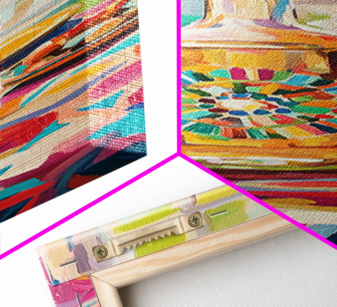 Colorful Tequila Bottle And Citrus Canvas Print, Mediterranean Kitchen Wall Art, Bar Cart Decor, Bright Dining Room Gift