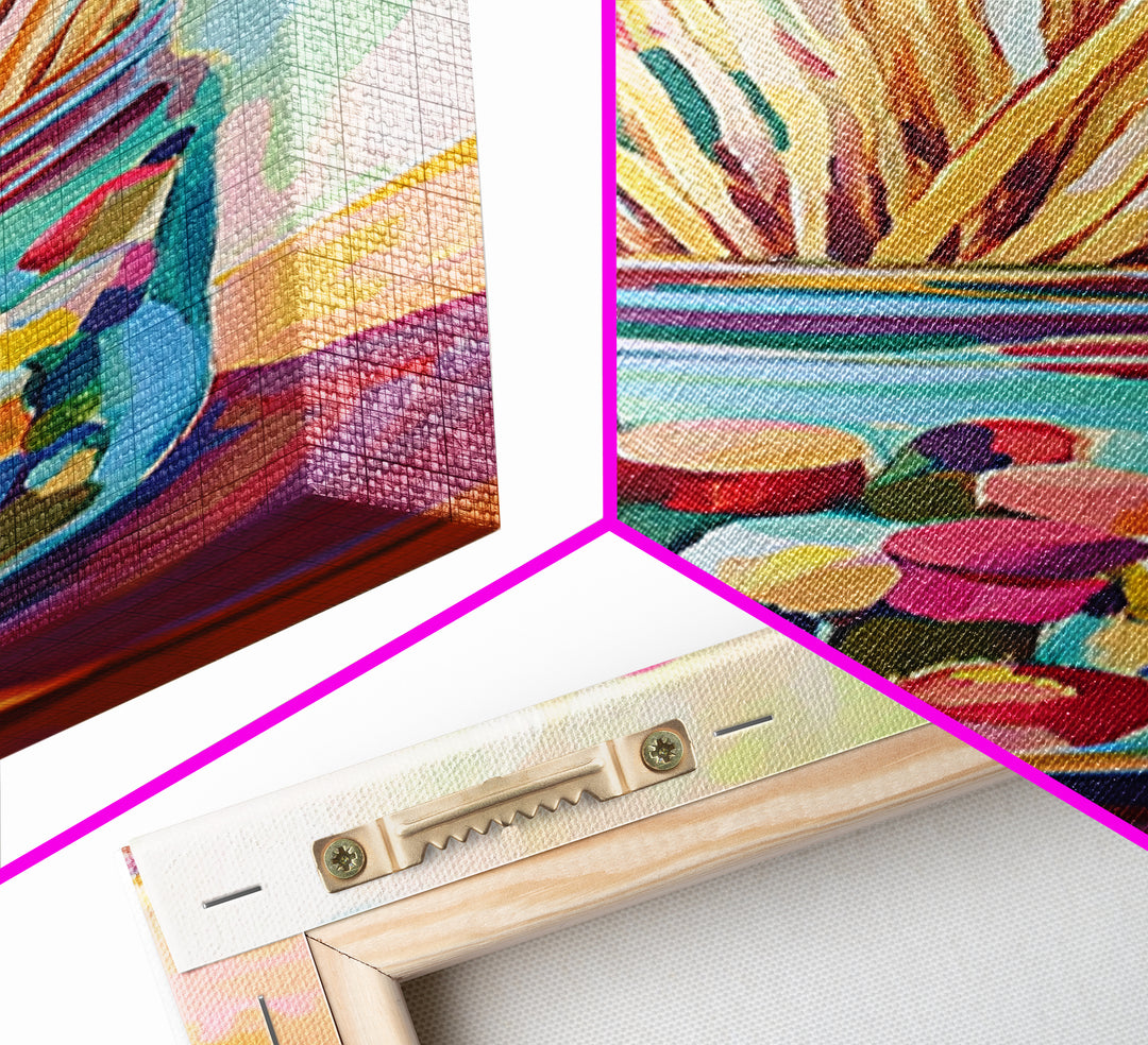 Colorful Matchstick Jar Canvas Print, Whimsical Kitchen Wall Art, Bright Still Life Painting, Fun Eclectic Home Decor Gift