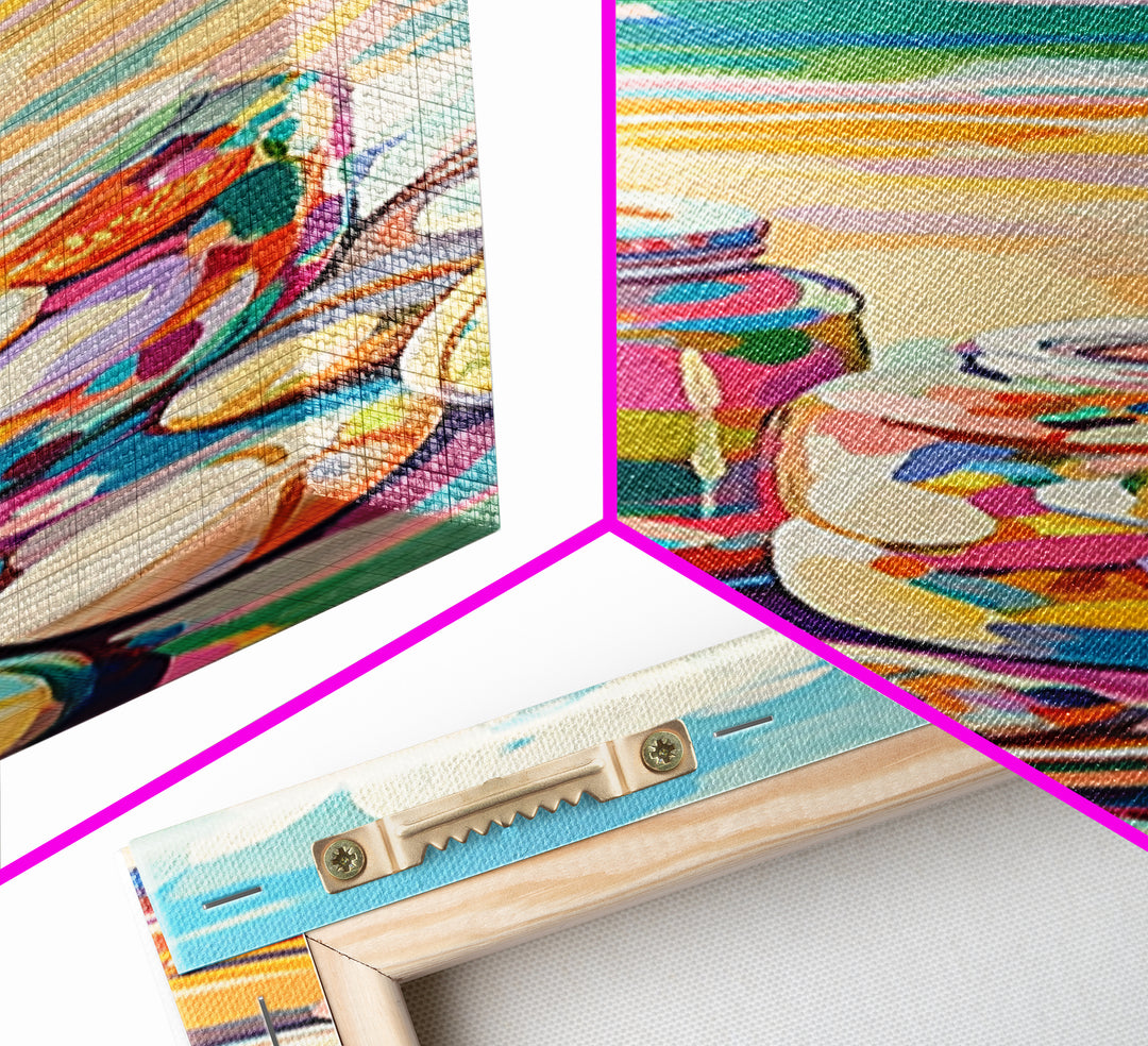 Beach Seashell Jars Canvas Print, Coastal Wall Art, Ocean Decor, Nautical Art Print, Beach House Living Room Decor Gift Idea