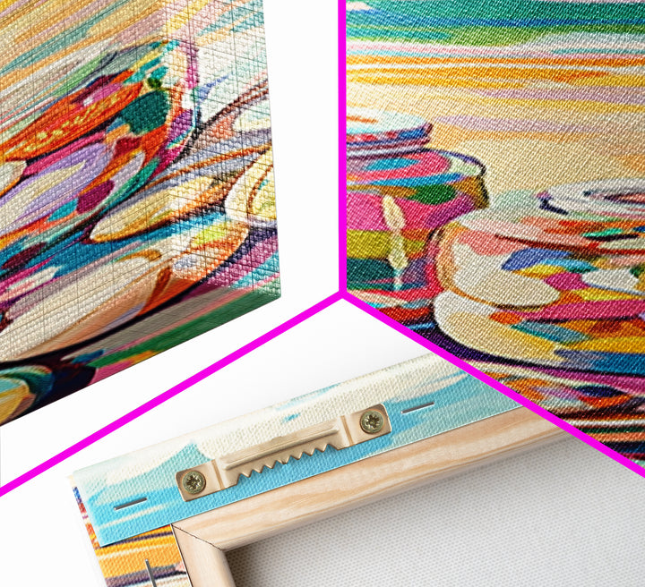 Beach Seashell Jars Canvas Print, Coastal Wall Art, Ocean Decor, Nautical Art Print, Beach House Living Room Decor Gift Idea