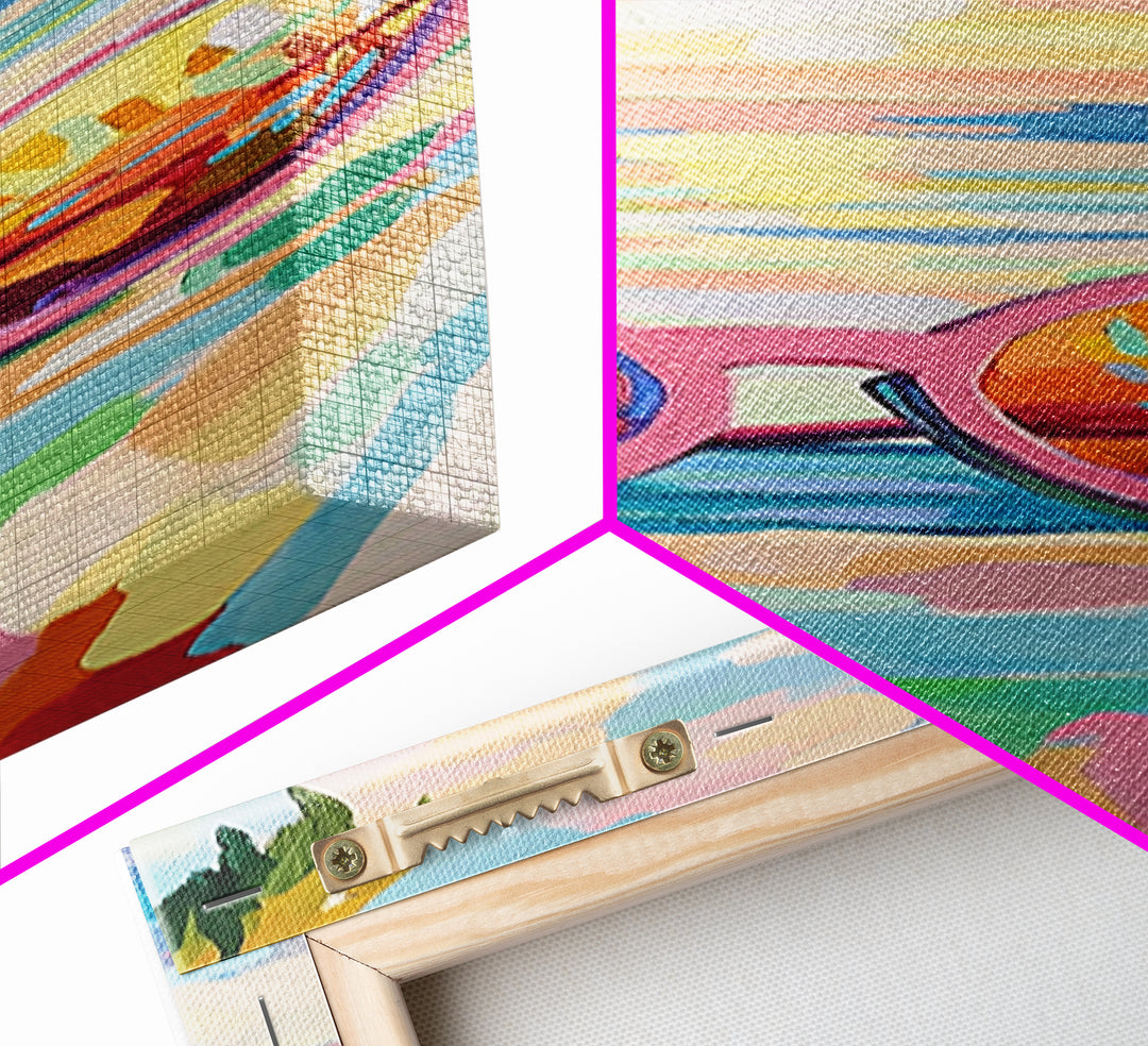 Pink Sunglasses On Beach Sunset Wall Art, Coastal Canvas Print, Tropical Ocean Decor, Summer Vacation Housewarming Gift For Her