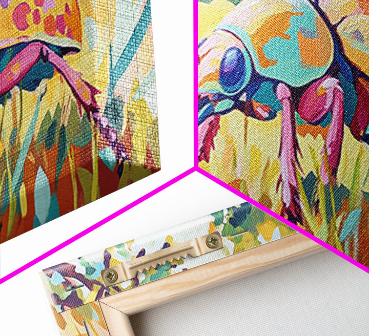 Iridescent Beetle In Golden Meadow Framed Canvas Print, Colorful Insect Wall Art, Nature Inspired Decor, Nature Lover Gift