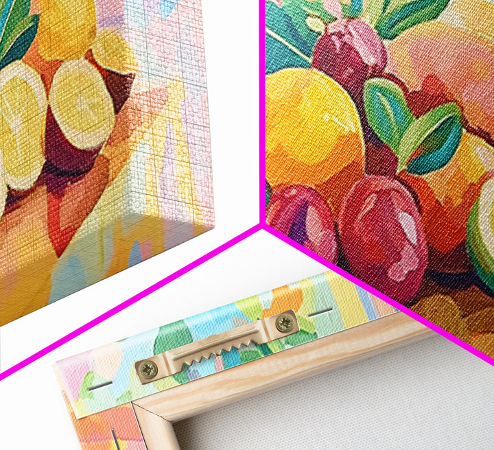 Colorful Citrus And Wine Still Life Canvas Print, Bright Kitchen Wall Art, Fruit Art Print, Dining Room Decor, Housewarming Gift