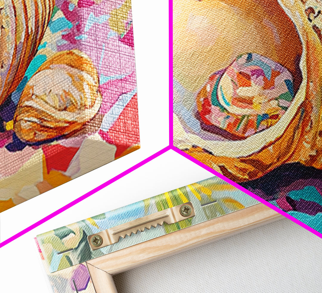 Colorful Seashell On Tropical Table Wall Art, Coastal Beach House Decor, Ocean Shell Canvas Print, Summer Nautical Gift Idea
