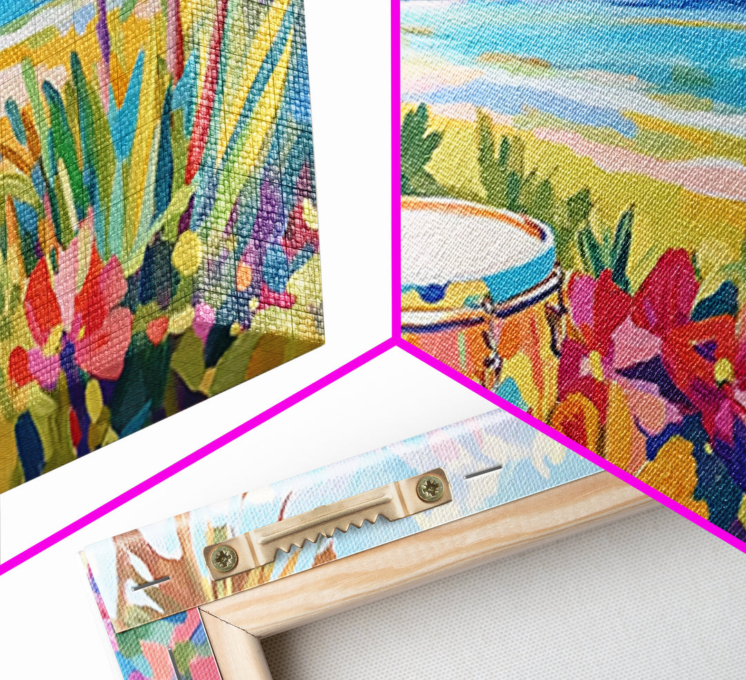 Tropical Beach Drum By Blue Ocean Wall Art, Coastal Wall Art, Beach House Decor, Vibrant Tropical Decor, Living Room Decor, Summer Gift