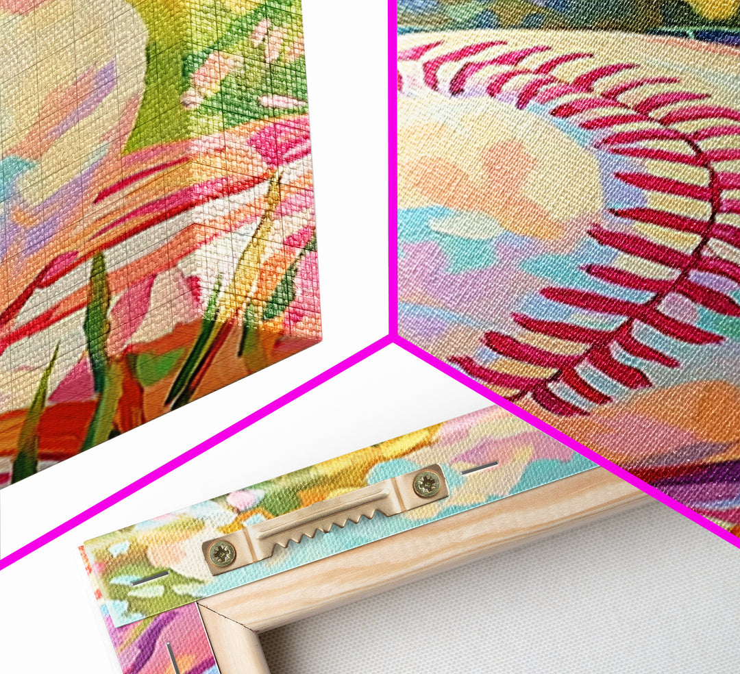 Pastel Baseball On Sunny Field Wall Art, Sports Wall Art, Boys Room Decor, Game Room Art, Baseball Decor, Gift For Him, Home Decor