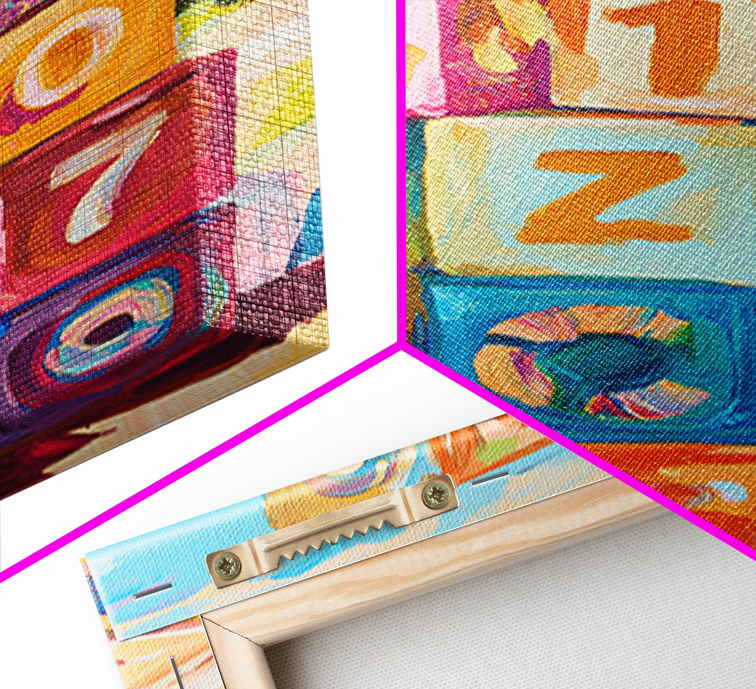 Colorful Number Blocks Nursery Wall Art, Playful Kids Room Canvas Print, Baby Shower Gift, Whimsical Playroom Decor, Baby Nursery Art