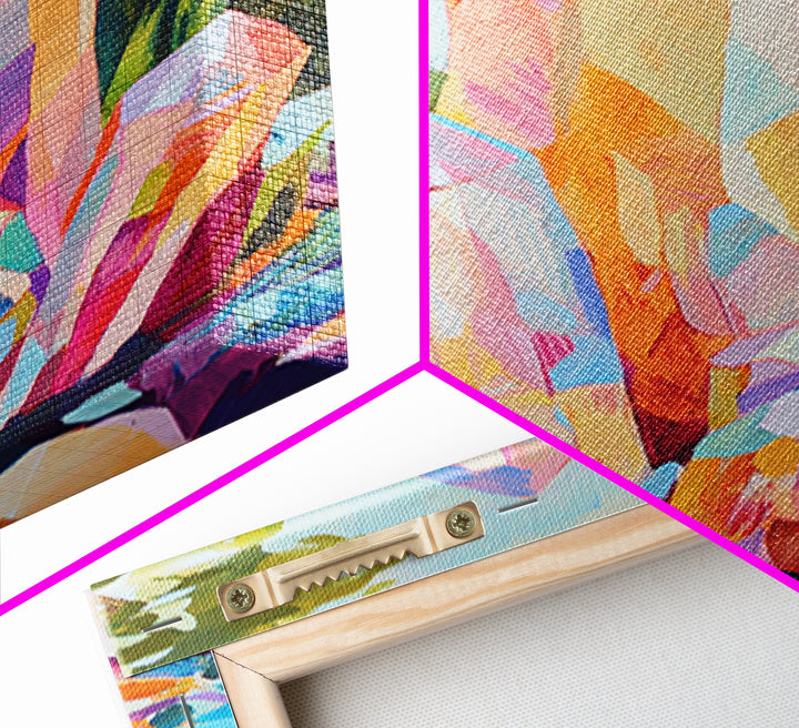 Pastel Crystal Cluster Framed Canvas Print, Celestial Wall Art, Mystical Home Decor, Spiritual Gift, Colorful Art Prints