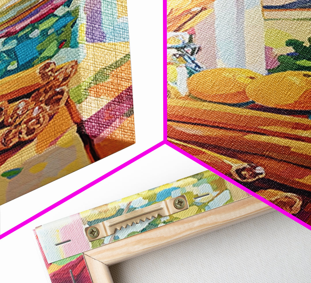 Cinnamon Sticks By Sunny Window Canvas Print, Colorful Kitchen Wall Art, Rustic Farmhouse Decor, Cozy Foodie Housewarming Gift
