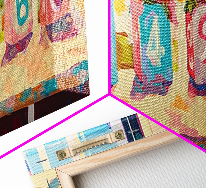 Colorful Number Blocks And Flowers Canvas Print, Nursery Wall Art, Kids Room Decor, Playroom Art, Pastel Baby Shower Gift